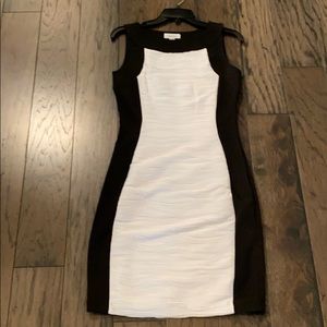 Black and white Calvin Klein dress.